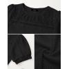 imageZESICA Womens 2025 Summer Waffle Knit Hollow Out T Shirts Crewneck Puff Short Sleeve Tops Casual Loose Tunic BlousesBlack