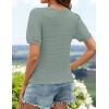 imageZESICA Womens 2025 Summer Waffle Knit Hollow Out T Shirts Crewneck Puff Short Sleeve Tops Casual Loose Tunic BlousesGreen