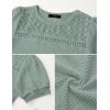 imageZESICA Womens 2025 Summer Waffle Knit Hollow Out T Shirts Crewneck Puff Short Sleeve Tops Casual Loose Tunic BlousesGreen
