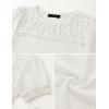 imageZESICA Womens 2025 Summer Waffle Knit Hollow Out T Shirts Crewneck Puff Short Sleeve Tops Casual Loose Tunic BlousesWhite