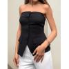 imageZESICA Womens 2025 Trendy Strapless Blazer Vests Summer Dressy Tube Vest Tops Elegant ClothesBlack
