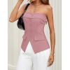 imageZESICA Womens 2025 Trendy Strapless Blazer Vests Summer Dressy Tube Vest Tops Elegant ClothesPink