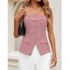 imageZESICA Womens 2025 Trendy Strapless Blazer Vests Summer Dressy Tube Vest Tops Elegant ClothesPink
