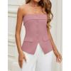 imageZESICA Womens 2025 Trendy Strapless Blazer Vests Summer Dressy Tube Vest Tops Elegant ClothesPink