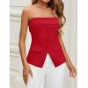 imageZESICA Womens 2025 Trendy Strapless Blazer Vests Summer Dressy Tube Vest Tops Elegant ClothesRed