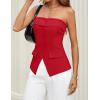 imageZESICA Womens 2025 Trendy Strapless Blazer Vests Summer Dressy Tube Vest Tops Elegant ClothesRed