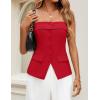 imageZESICA Womens 2025 Trendy Strapless Blazer Vests Summer Dressy Tube Vest Tops Elegant ClothesRed