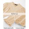 imageZESICA Womens Casual Blouse Tops Puff Long Sleeve Button V Neck Hollow Out Eyelet Lace Embroidered Shirt DressyApricot
