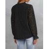 imageZESICA Womens Casual Blouse Tops Puff Long Sleeve Button V Neck Hollow Out Eyelet Lace Embroidered Shirt DressyBlack