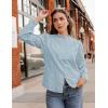 imageZESICA Womens Casual Blouse Tops Puff Long Sleeve Button V Neck Hollow Out Eyelet Lace Embroidered Shirt DressyBlue