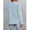 imageZESICA Womens Casual Blouse Tops Puff Long Sleeve Button V Neck Hollow Out Eyelet Lace Embroidered Shirt DressyBlue