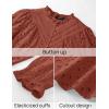 imageZESICA Womens Casual Blouse Tops Puff Long Sleeve Button V Neck Hollow Out Eyelet Lace Embroidered Shirt DressyBrickred