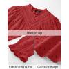imageZESICA Womens Casual Blouse Tops Puff Long Sleeve Button V Neck Hollow Out Eyelet Lace Embroidered Shirt DressyCoral