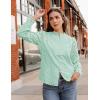 imageZESICA Womens Casual Blouse Tops Puff Long Sleeve Button V Neck Hollow Out Eyelet Lace Embroidered Shirt DressyMint