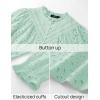 imageZESICA Womens Casual Blouse Tops Puff Long Sleeve Button V Neck Hollow Out Eyelet Lace Embroidered Shirt DressyMint