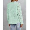 imageZESICA Womens Casual Blouse Tops Puff Long Sleeve Button V Neck Hollow Out Eyelet Lace Embroidered Shirt DressyMint