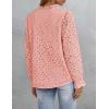imageZESICA Womens Casual Blouse Tops Puff Long Sleeve Button V Neck Hollow Out Eyelet Lace Embroidered Shirt DressyPink