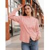 imageZESICA Womens Casual Blouse Tops Puff Long Sleeve Button V Neck Hollow Out Eyelet Lace Embroidered Shirt DressyPink