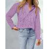 imageZESICA Womens Casual Blouse Tops Puff Long Sleeve Button V Neck Hollow Out Eyelet Lace Embroidered Shirt DressyTaro