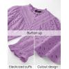imageZESICA Womens Casual Blouse Tops Puff Long Sleeve Button V Neck Hollow Out Eyelet Lace Embroidered Shirt DressyTaro