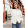 imageZESICA Womens Casual Blouse Tops Puff Long Sleeve Button V Neck Hollow Out Eyelet Lace Embroidered Shirt DressyWhite