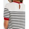 imageZESICA Womens Casual Striped Tops Short Sleeve Crew Neck Ribbed Knit T Shirts Comfy Loose Basic Pullover SweaterCream