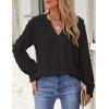 imageZESICA Womens Fall Fashion Blouses Loose Long Sleeve Business Casual Shirts V Neck Trendy TopsBlack