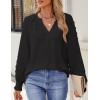 imageZESICA Womens Fall Fashion Blouses Loose Long Sleeve Business Casual Shirts V Neck Trendy TopsBlack