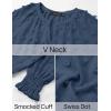 imageZESICA Womens Fall Fashion Blouses Loose Long Sleeve Business Casual Shirts V Neck Trendy TopsDarkblue