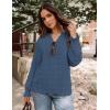 imageZESICA Womens Fall Fashion Blouses Loose Long Sleeve Business Casual Shirts V Neck Trendy TopsDarkblue