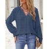 imageZESICA Womens Fall Fashion Blouses Loose Long Sleeve Business Casual Shirts V Neck Trendy TopsDarkblue