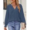 imageZESICA Womens Fall Fashion Blouses Loose Long Sleeve Business Casual Shirts V Neck Trendy TopsDarkblue