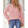imageZESICA Womens Fall Fashion Blouses Loose Long Sleeve Business Casual Shirts V Neck Trendy TopsPink