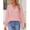 imageZESICA Womens Fall Fashion Blouses Loose Long Sleeve Business Casual Shirts V Neck Trendy TopsPink
