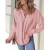 imageZESICA Womens Fall Fashion Blouses Loose Long Sleeve Business Casual Shirts V Neck Trendy TopsPink