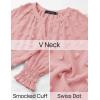 imageZESICA Womens Fall Fashion Blouses Loose Long Sleeve Business Casual Shirts V Neck Trendy TopsPink