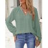 imageZESICA Womens Fall Fashion Blouses Loose Long Sleeve Business Casual Shirts V Neck Trendy TopsSage