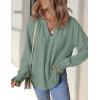 imageZESICA Womens Fall Fashion Blouses Loose Long Sleeve Business Casual Shirts V Neck Trendy TopsSage