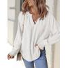 imageZESICA Womens Fall Fashion Blouses Loose Long Sleeve Business Casual Shirts V Neck Trendy TopsWhite
