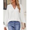imageZESICA Womens Fall Fashion Blouses Loose Long Sleeve Business Casual Shirts V Neck Trendy TopsWhite