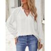 imageZESICA Womens Fall Fashion Blouses Loose Long Sleeve Business Casual Shirts V Neck Trendy TopsWhite