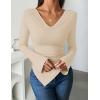 imageZESICA Womens Long Sleeve Cowl Neck Shirts Slim Fit Going Out Y2k Tops Blouses 2025 Fall Outfits Fashion ClothesApricot