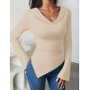 imageZESICA Womens Long Sleeve Cowl Neck Shirts Slim Fit Going Out Y2k Tops Blouses 2025 Fall Outfits Fashion ClothesApricot