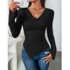 imageZESICA Womens Long Sleeve Cowl Neck Shirts Slim Fit Going Out Y2k Tops Blouses 2025 Fall Outfits Fashion ClothesBlack