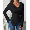 imageZESICA Womens Long Sleeve Cowl Neck Shirts Slim Fit Going Out Y2k Tops Blouses 2025 Fall Outfits Fashion ClothesBlack
