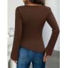 imageZESICA Womens Long Sleeve Cowl Neck Shirts Slim Fit Going Out Y2k Tops Blouses 2025 Fall Outfits Fashion ClothesBrown
