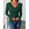 imageZESICA Womens Long Sleeve Cowl Neck Shirts Slim Fit Going Out Y2k Tops Blouses 2025 Fall Outfits Fashion ClothesDarkgreen