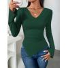 imageZESICA Womens Long Sleeve Cowl Neck Shirts Slim Fit Going Out Y2k Tops Blouses 2025 Fall Outfits Fashion ClothesDarkgreen