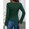 imageZESICA Womens Long Sleeve Cowl Neck Shirts Slim Fit Going Out Y2k Tops Blouses 2025 Fall Outfits Fashion ClothesDarkgreen
