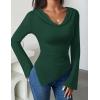 imageZESICA Womens Long Sleeve Cowl Neck Shirts Slim Fit Going Out Y2k Tops Blouses 2025 Fall Outfits Fashion ClothesDarkgreen